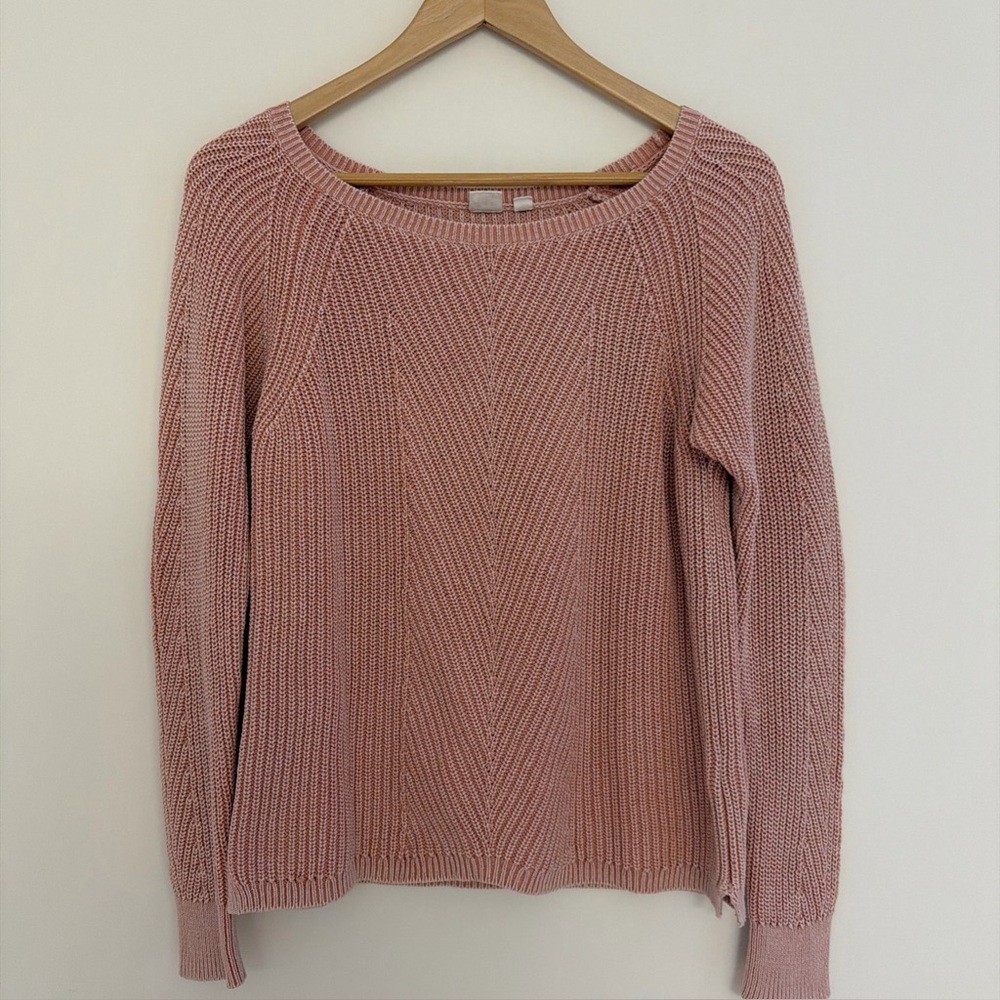 Gap Fisherman Sweater Pastel Pink Oversized XS  100% Cotton Spring chunky